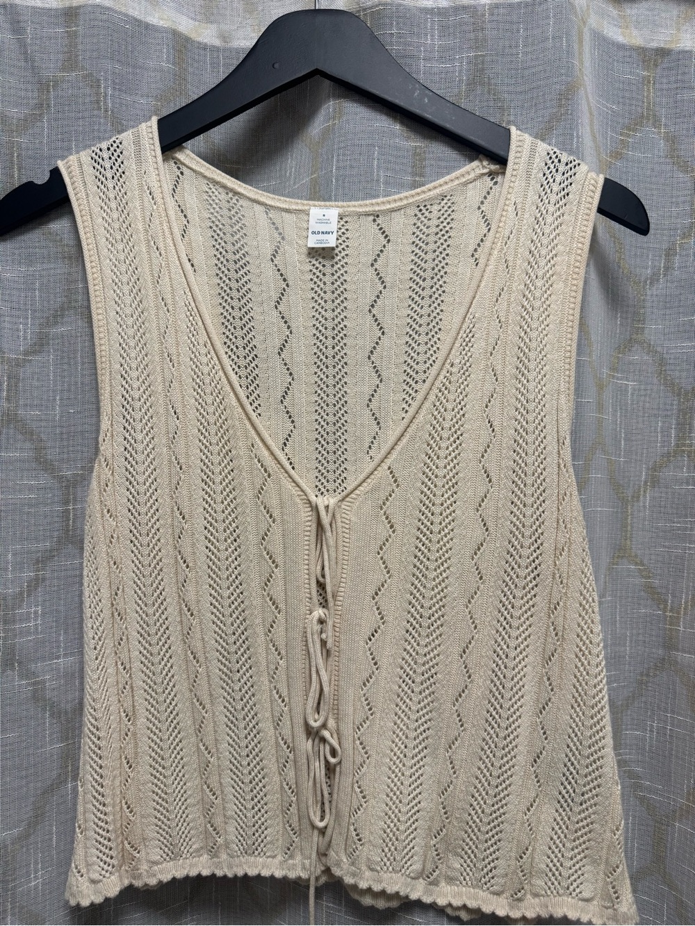 Old Navy Beige Crochet Tie-Front Vest